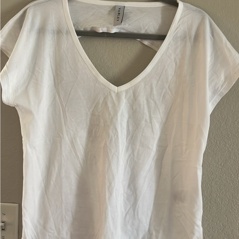 Varley White V-Neck Short Sleeve Women's Tee